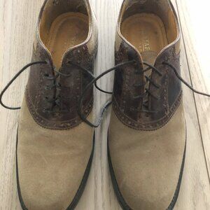 Men's size 9 leather dress shoe tan and brown Excellent condition